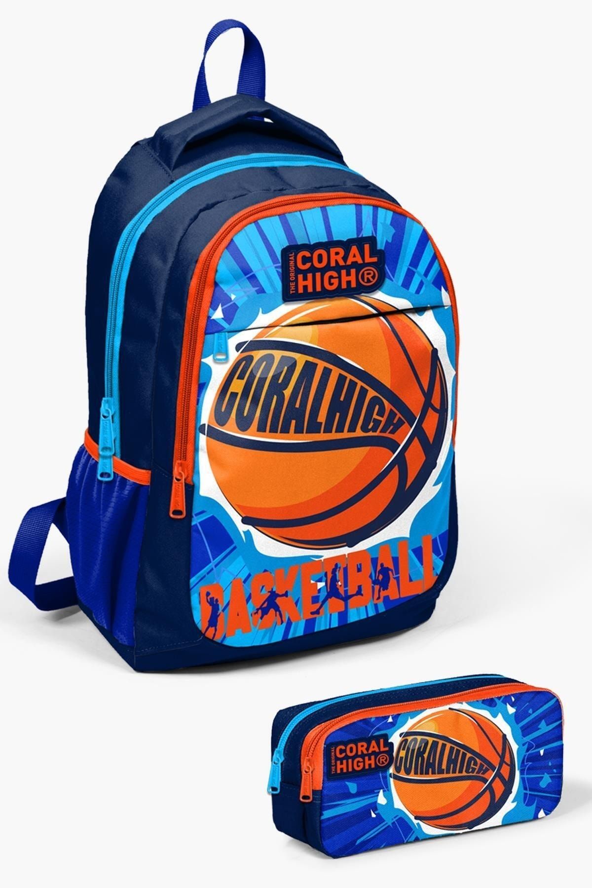 Coral High Kids Lacivert Mavi Basketbol Desenli 2'li Okul Çanta Seti SET0214405