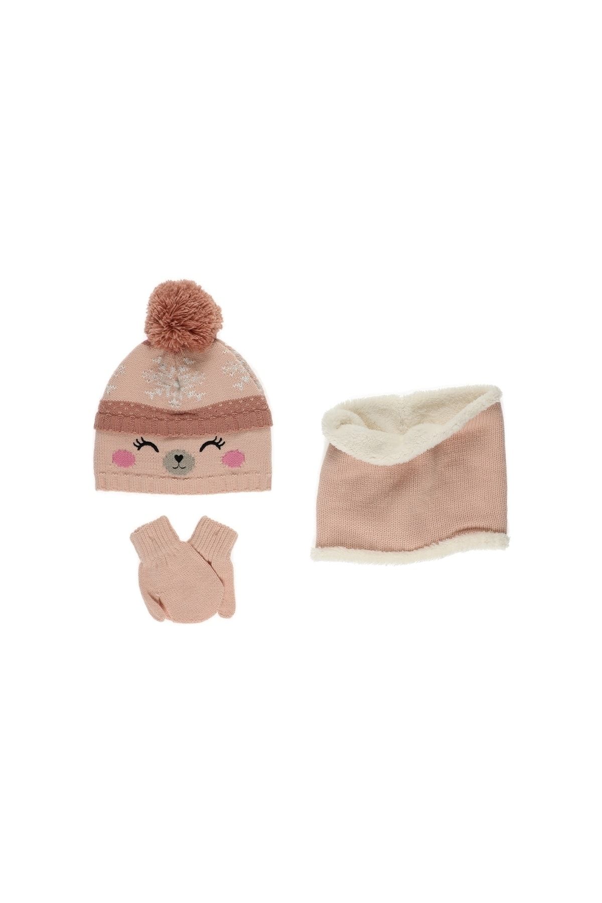 Panço Kız Bebek Şapka Eldiven Set