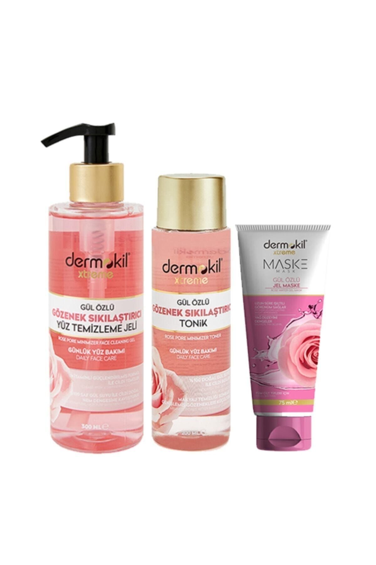 Dermokil Gül Tonik 200 Ml + Gül Yüz Temizleme Jeli 300 Ml + Gül Maske 75 Ml