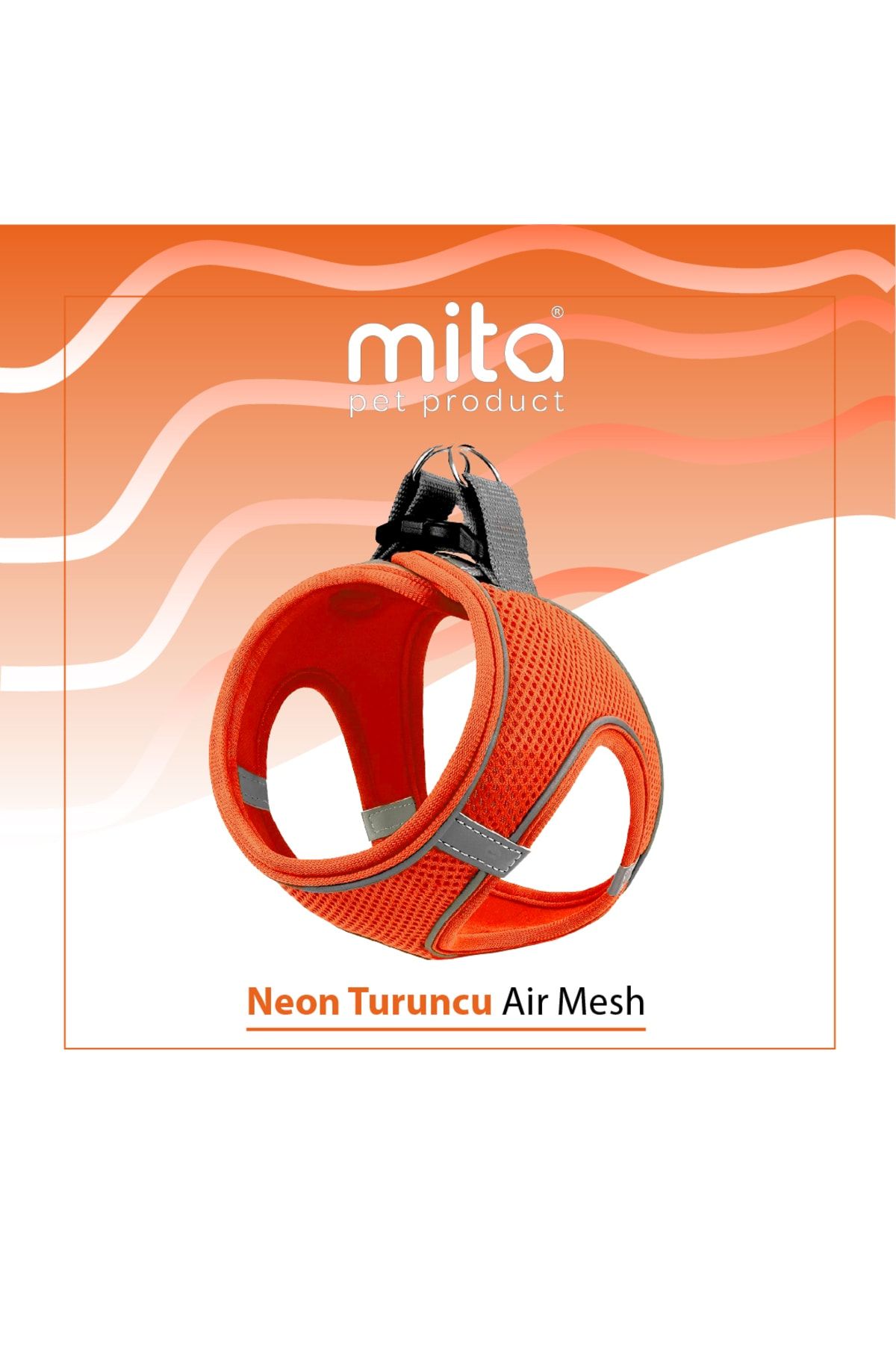 Mita Pet Mita Air Mesh Kedi Köpek Göğüs Tasması Çift Reflektörlü, Terletmeyen Neon Turuncu / neon Orange 3xs