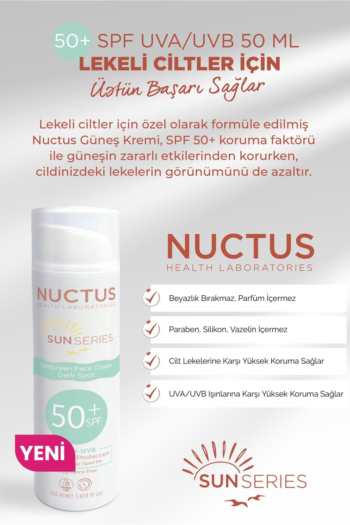 Nuctus Güneş Kremi 50+ Spf Uva/uvb 50 Ml Lekeli Ciltler Için