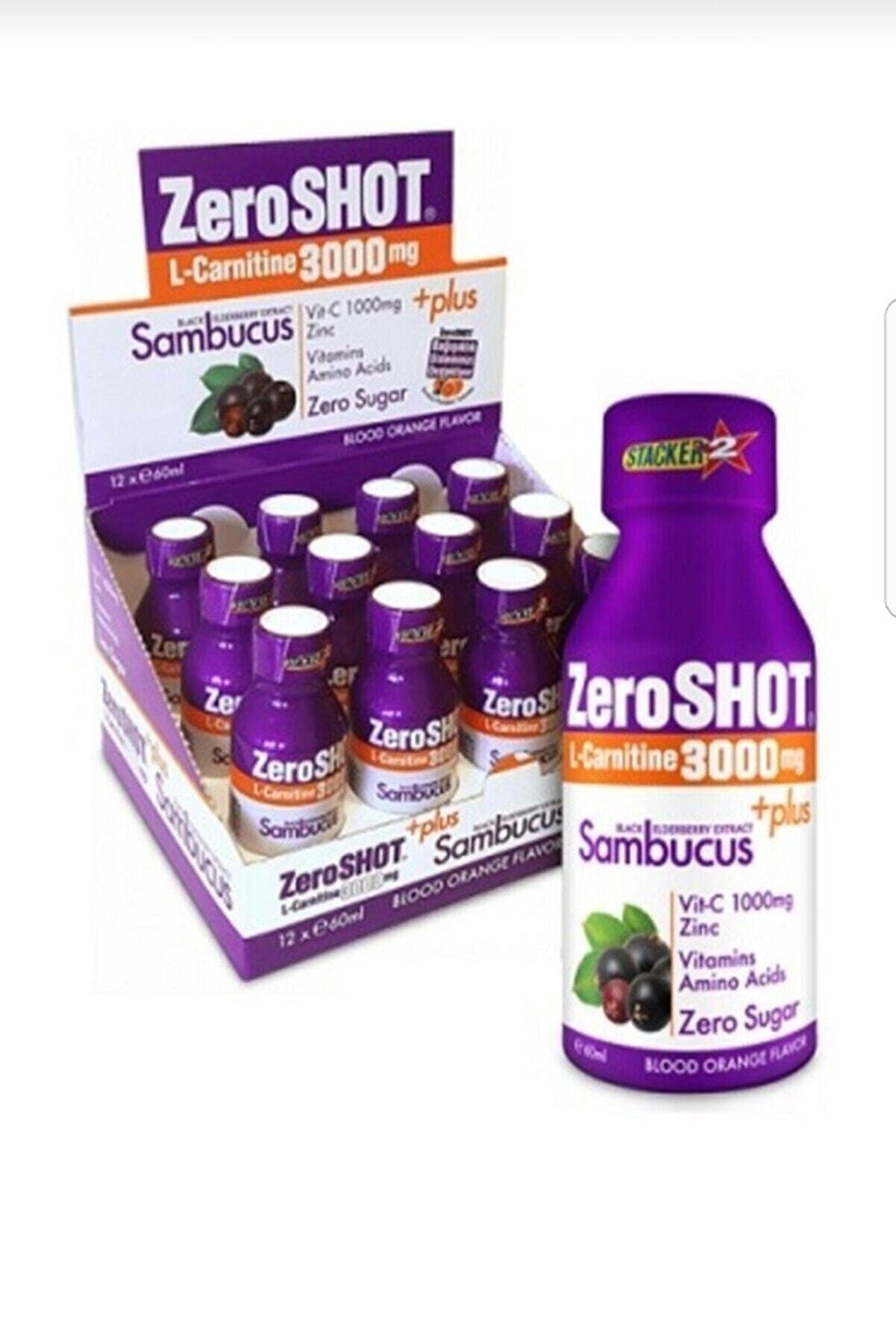 Zero Shot 60 ml 3000mg L-carnitine Plus Sambucus 12 Adet - Kan Portakalı