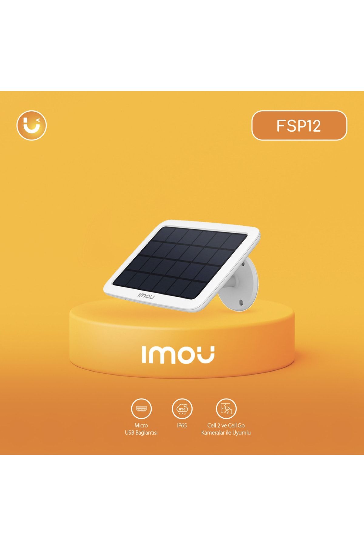 Imou Solar Panel / Cell Go ve Cell 2 Kameralarla Uyumlu - IP65 - Micro USB Bağlantısı (FSP12)