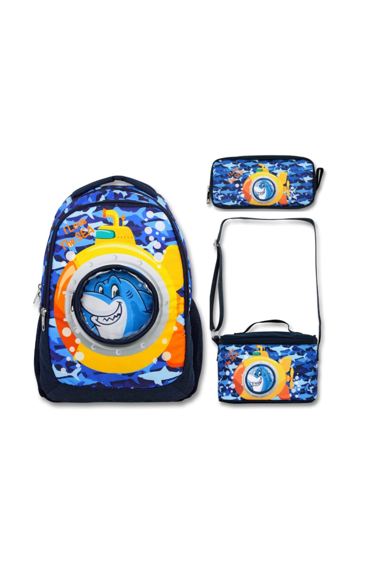 Famebag -Ümit Çanta Lisanslı Denizaltı Okul Sırt Çantası -Beslenme Ve Kalemlik çantası Seti