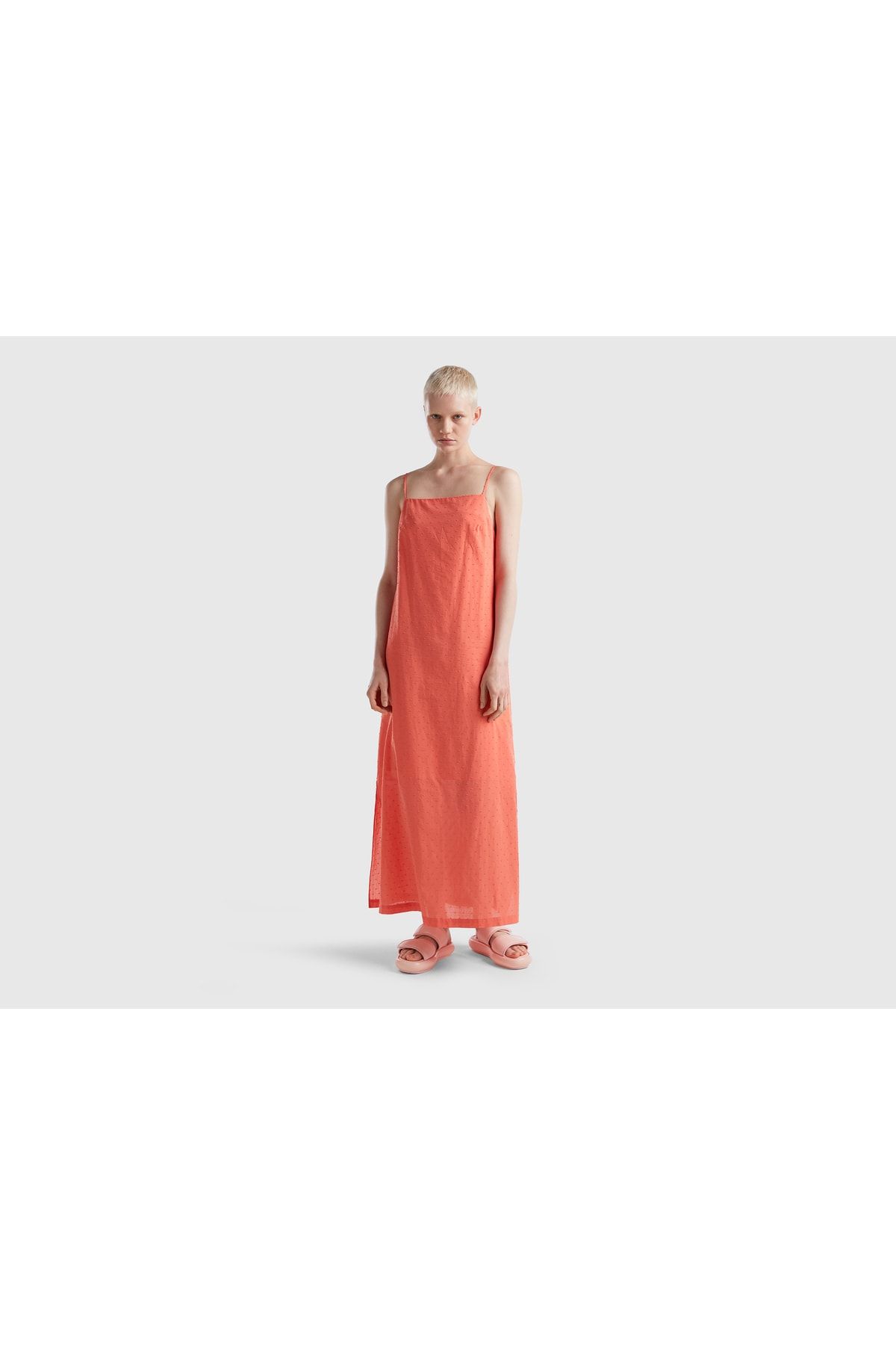 United Colors of Benetton Kadın Mercan Fisto Kolsuz Uzun Elbise Mercan
