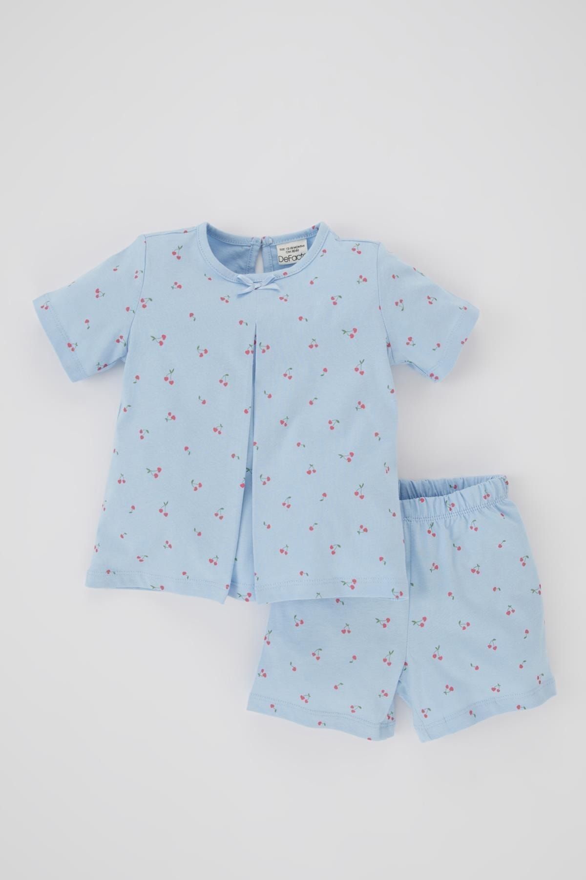 Defacto Kız Bebek Çiçekli Kısa Kollu Penye Pijama Takımı B1228a523hs
