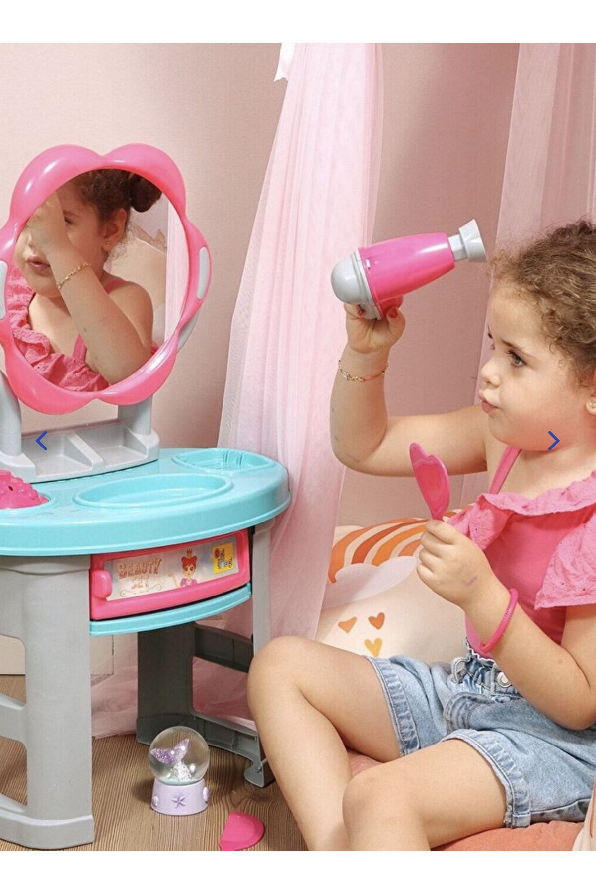 SHIVA Gift&More Çocuk güzellik seti 18 parça tarak ayna ruj çekmece eğlenceli oyuncak makyaj masası seti