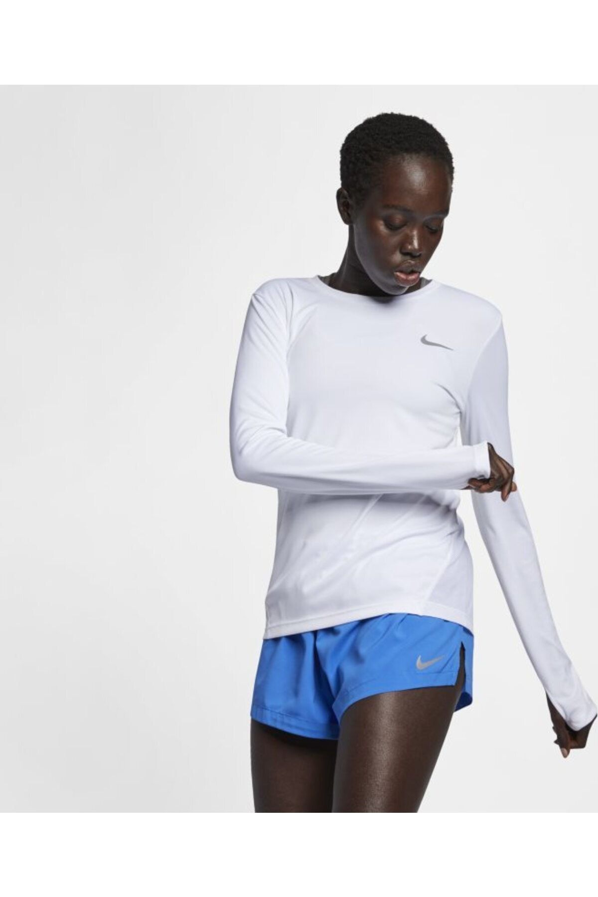 Nike Miler Running Top Ls White Kadın Uzun Kollu Koşu Tişörtü