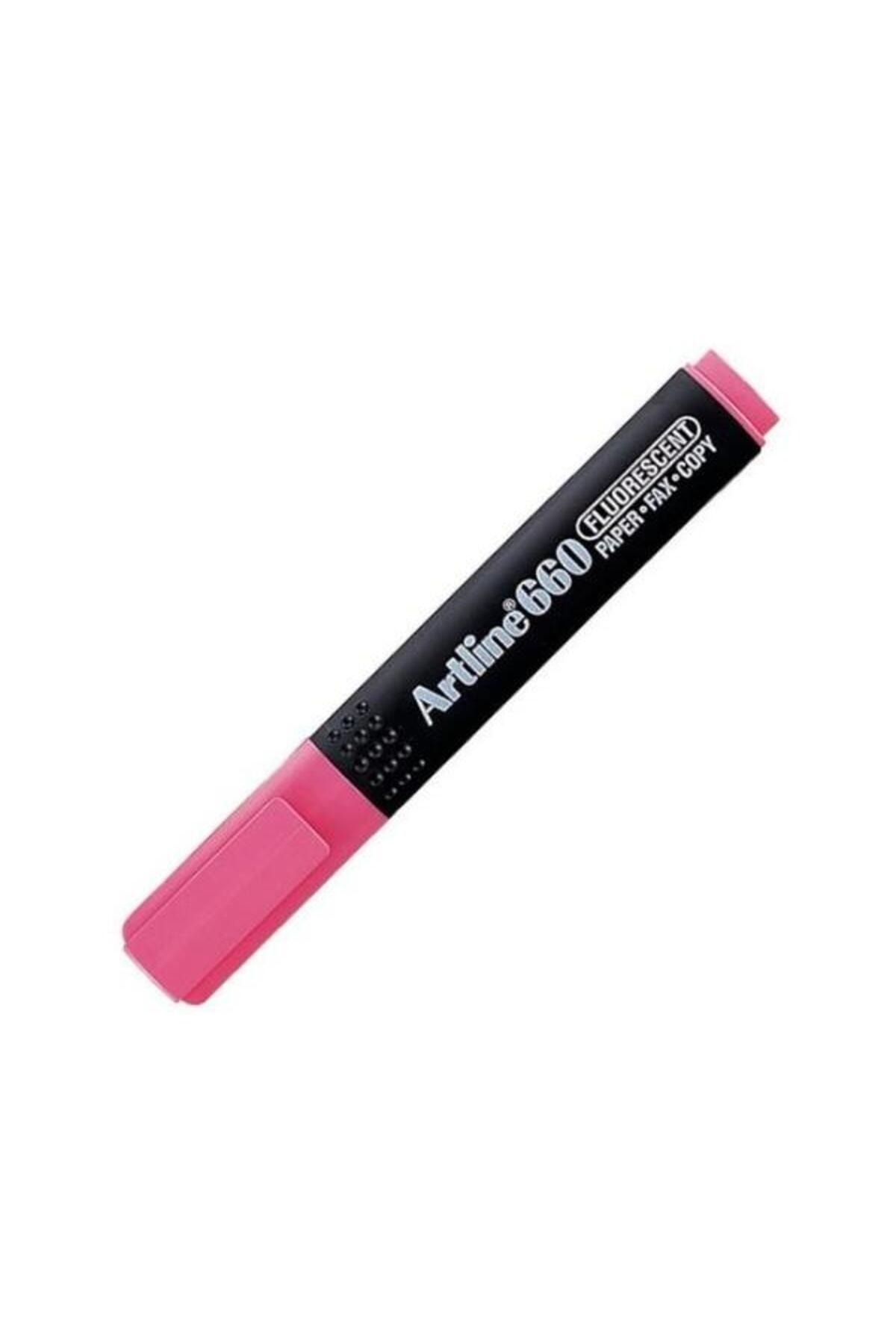 artline Fosforlu Kalem Kesik Uç 1,0 4,0 Mm Pastel Pink 660 12'li Paket / Artline