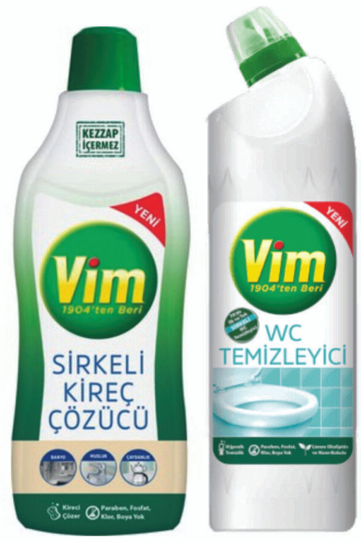 VIM Wc Temizleyici Sirkeli 1 Lt. + Vim Sirkeli Kireç Çözücü 1 Lt.