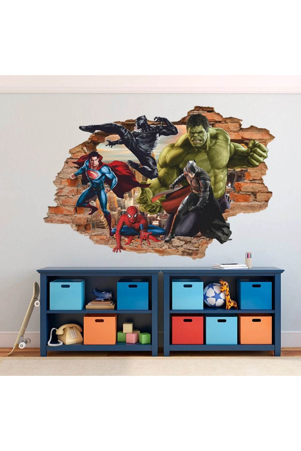 KT Decor Avengers Yenilmezler Süper Kahramanlar Full Hd Baskı 3D Çocuk Odası Duvar Sticker