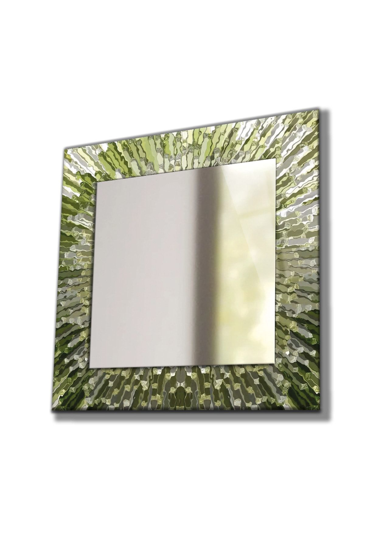 idealizbiz Desenli Duvar Aynası, Temperli Cam Kenarlı Dekoratif Ayna, Mutfak Banyo Wc Tuvalet Salon Antre Hol
