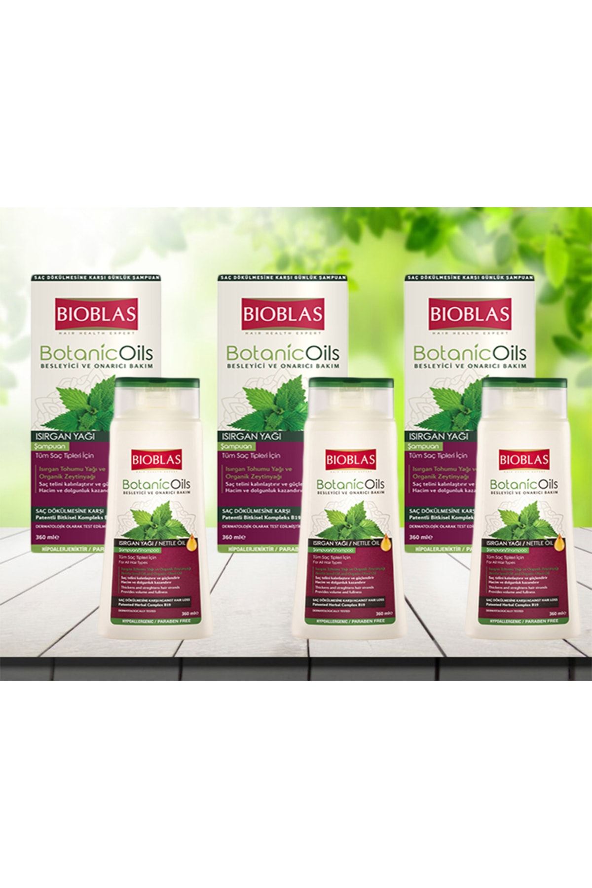 Bioblas Botanic Oils Isırgan Yağlı Şampuan 360 ml * 3 Adet
