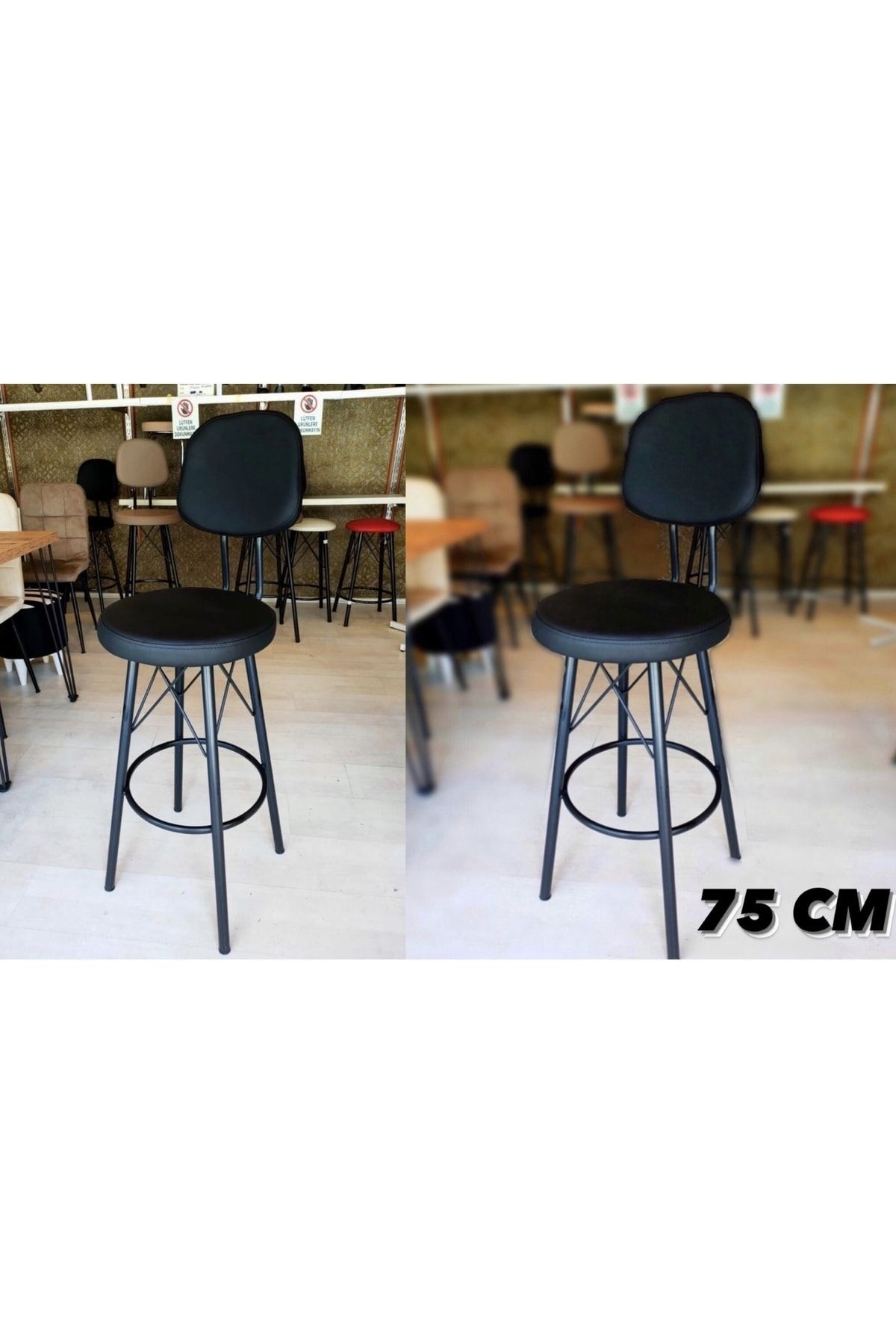 Sandalye Shop Dolce Bar Sandalyesi 75 Cm Siyah 2li.100 Ile 115 Cm Arası Ada&masalara Uygundur