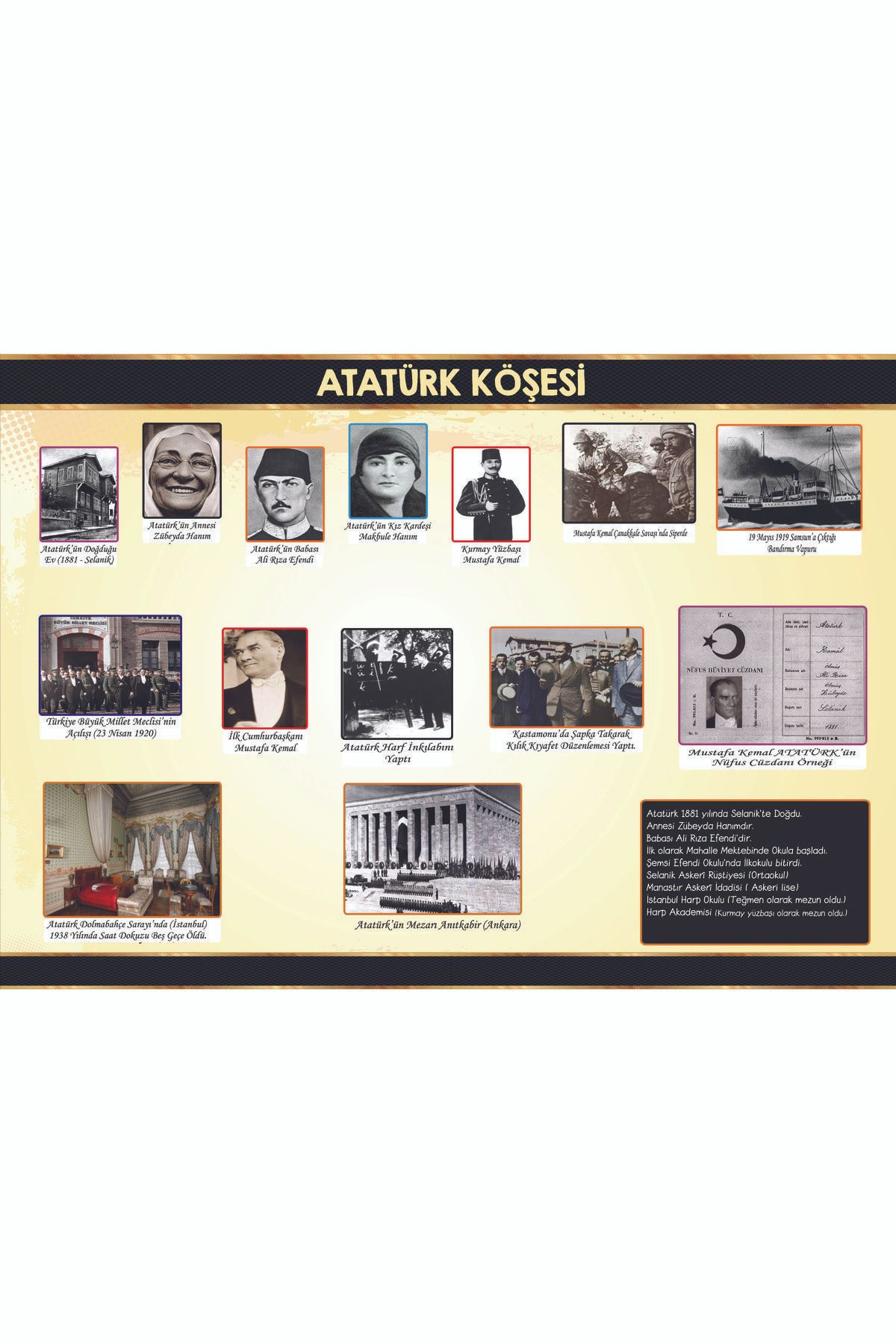 avrupakutu Atatürk Köşesi ( Yapışkanlı Folyo ) 50 X 70 Cm ( Laminasyon Koruyucu Var )