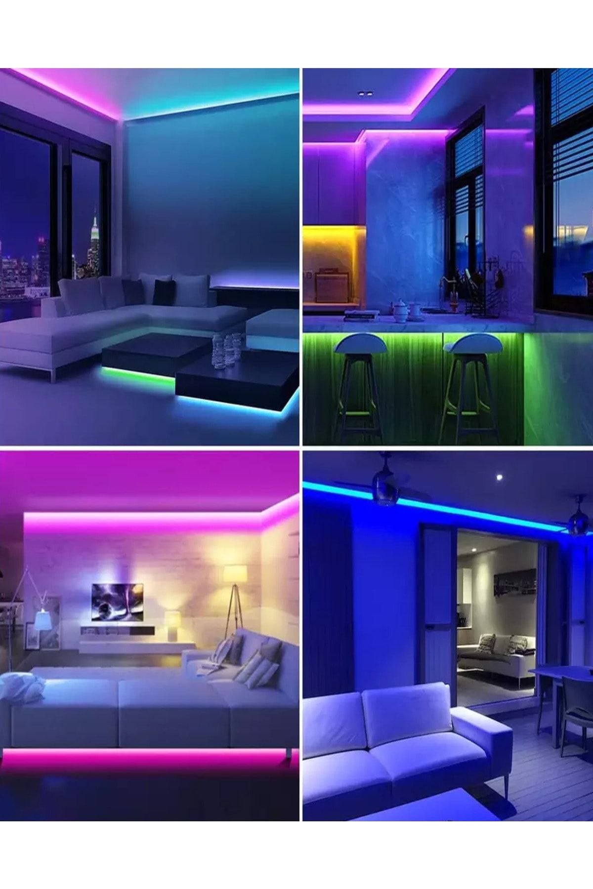 Voxify Yatak Odası Renkli Gece Aydınlatma Sistemi Uzaktan Kumandalı 5 Metre Ledli