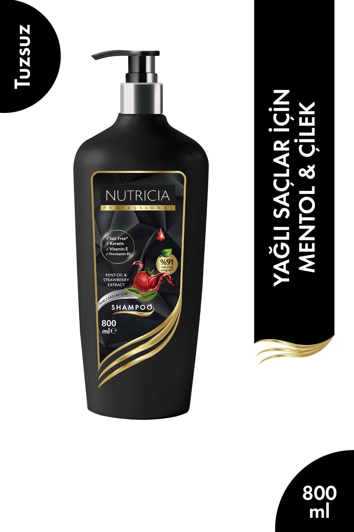 nutricia Tuzsuz Keratin Özlü Şampuan Çilek & Nane Yağlı Saçlar Için 800 ml