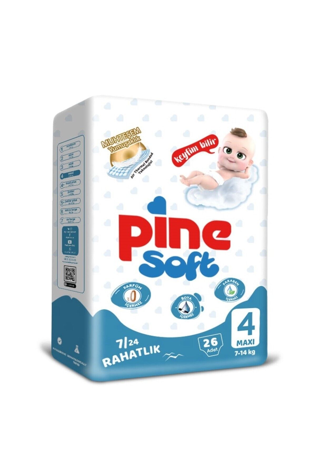 Pine Soft Maxi (7-14KG) 26 Adet Ekonomik Paket Bebek Bezi