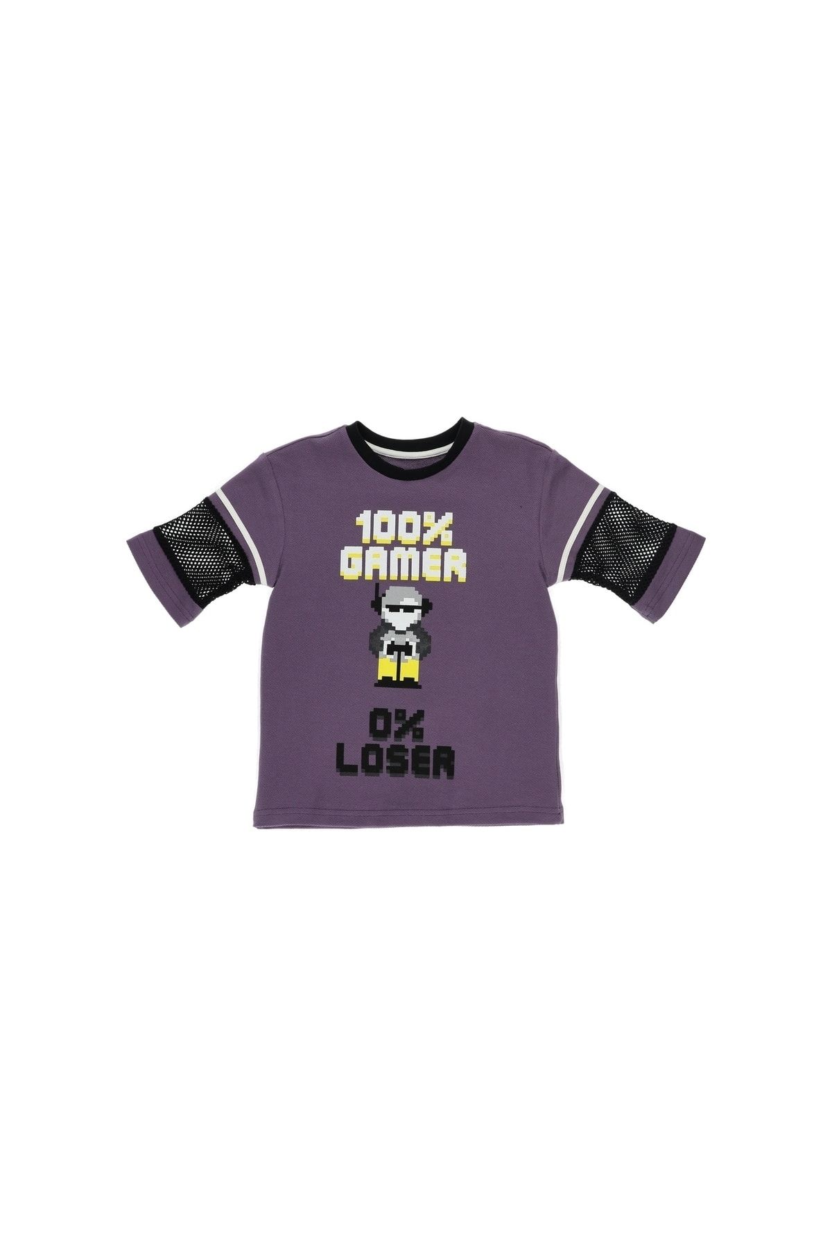 Panço Erkek Çocuk Robot Baskılı Fileli Kısa Kollu T-shirt