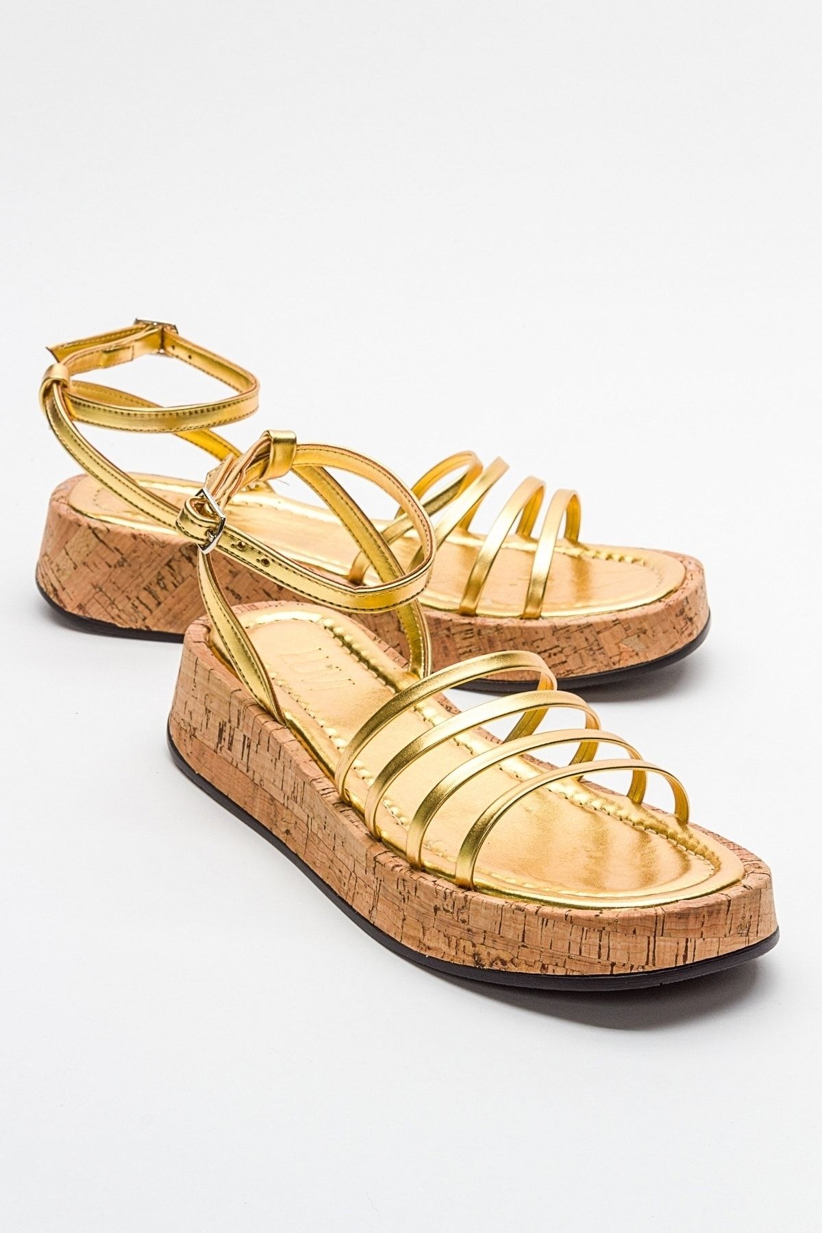 luvishoes ANGELA Metalik Altın Kadın Sandalet