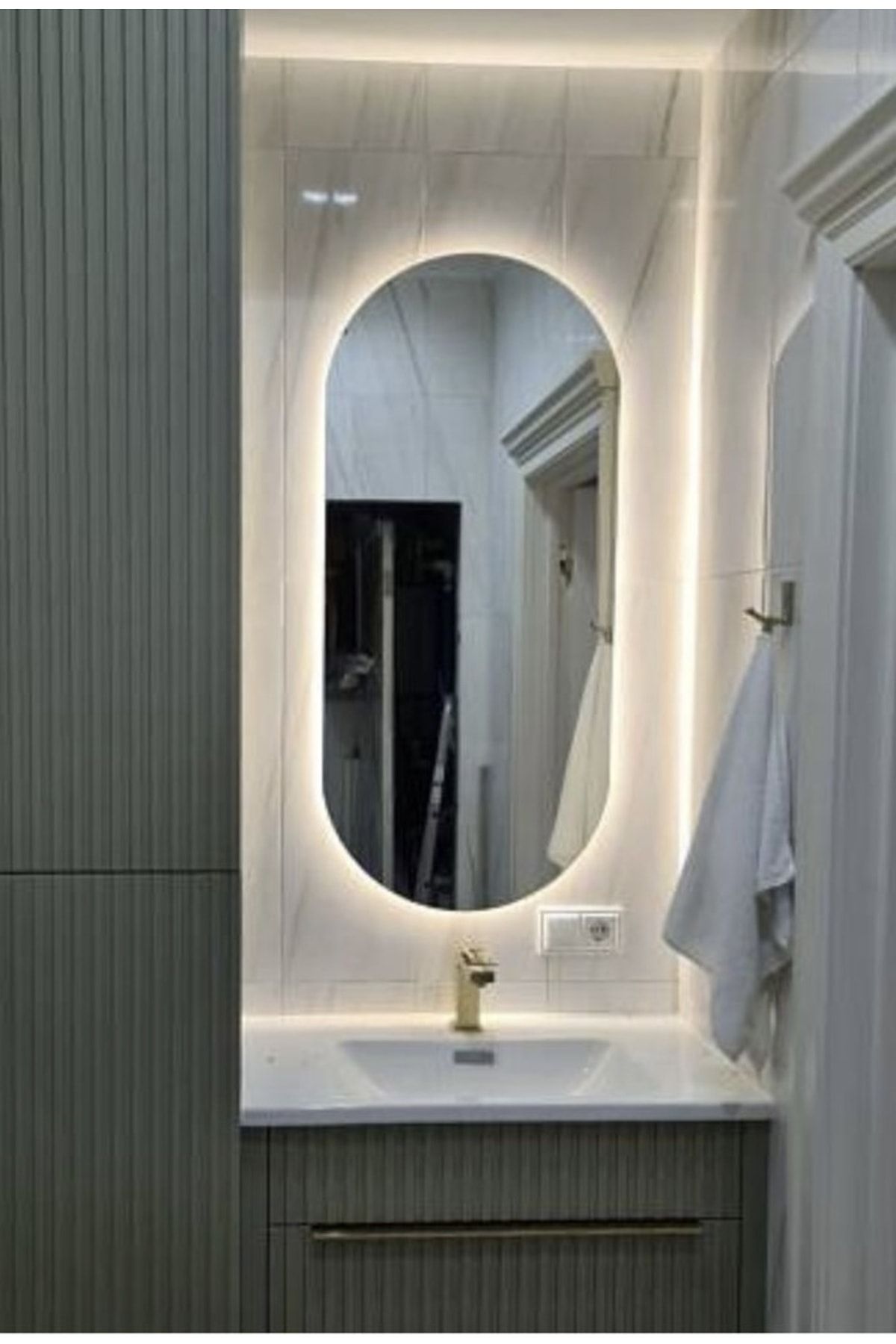 Narkissos Dizayn 70 X 45 Cm Gün Işığı Ledli Oval Banyo Aynası/ Makyaj Aynası/ Trafolu