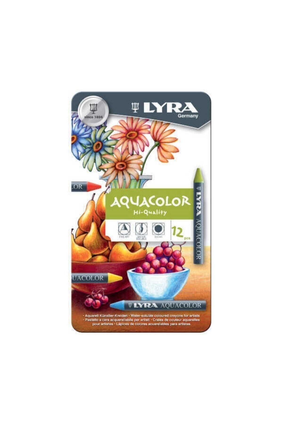 Lyra Aquacolor Aquarell Sulandırılabilen Pastel Boya Seti 12li Metal Kutu