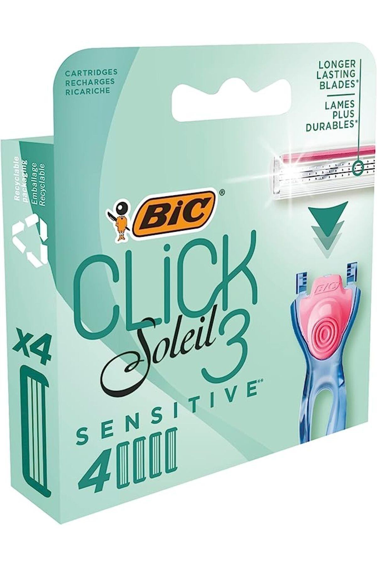 Bic Soleil Click Sensitive 4'lü Yedek Kadın Tıraş Bıçağı-Yedek Kartuş