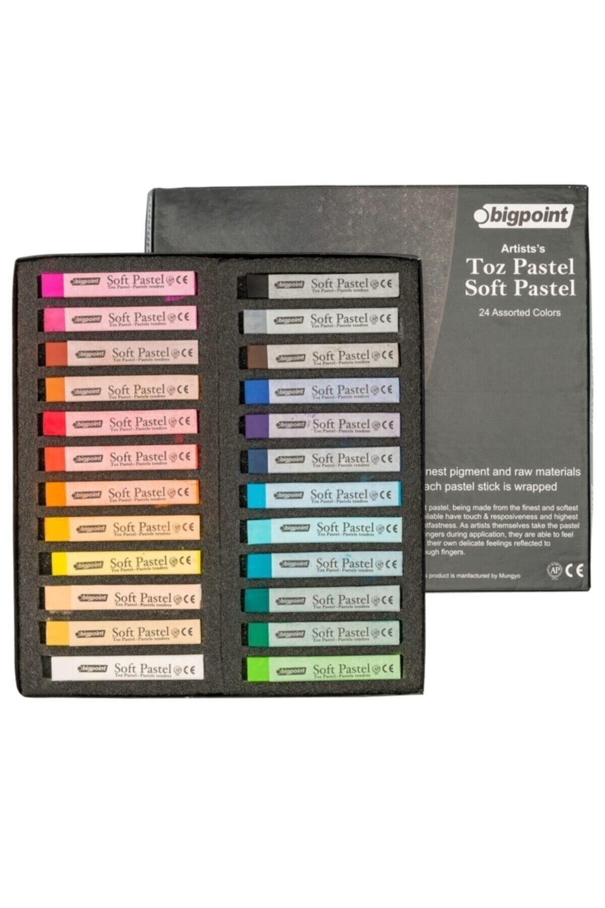Bigpoint Artists's Toz Soft Pastel Boya 24 Renk 10x10x66 Mm'dir. Sprey Vernik Ile Sabitlenebilir