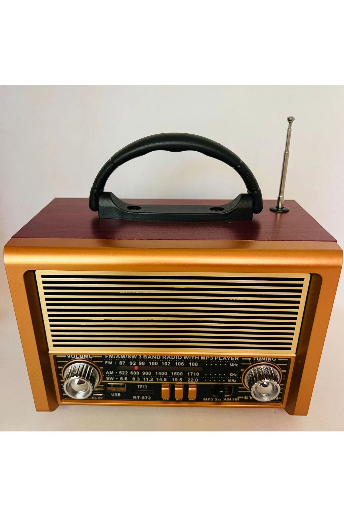 ataşbey RT-872 Bluetooth Nostalji ,Şarjlı 3 Band Radyo ,usb, sd ,Aux, mp3 Müzik Kutusu TWS
