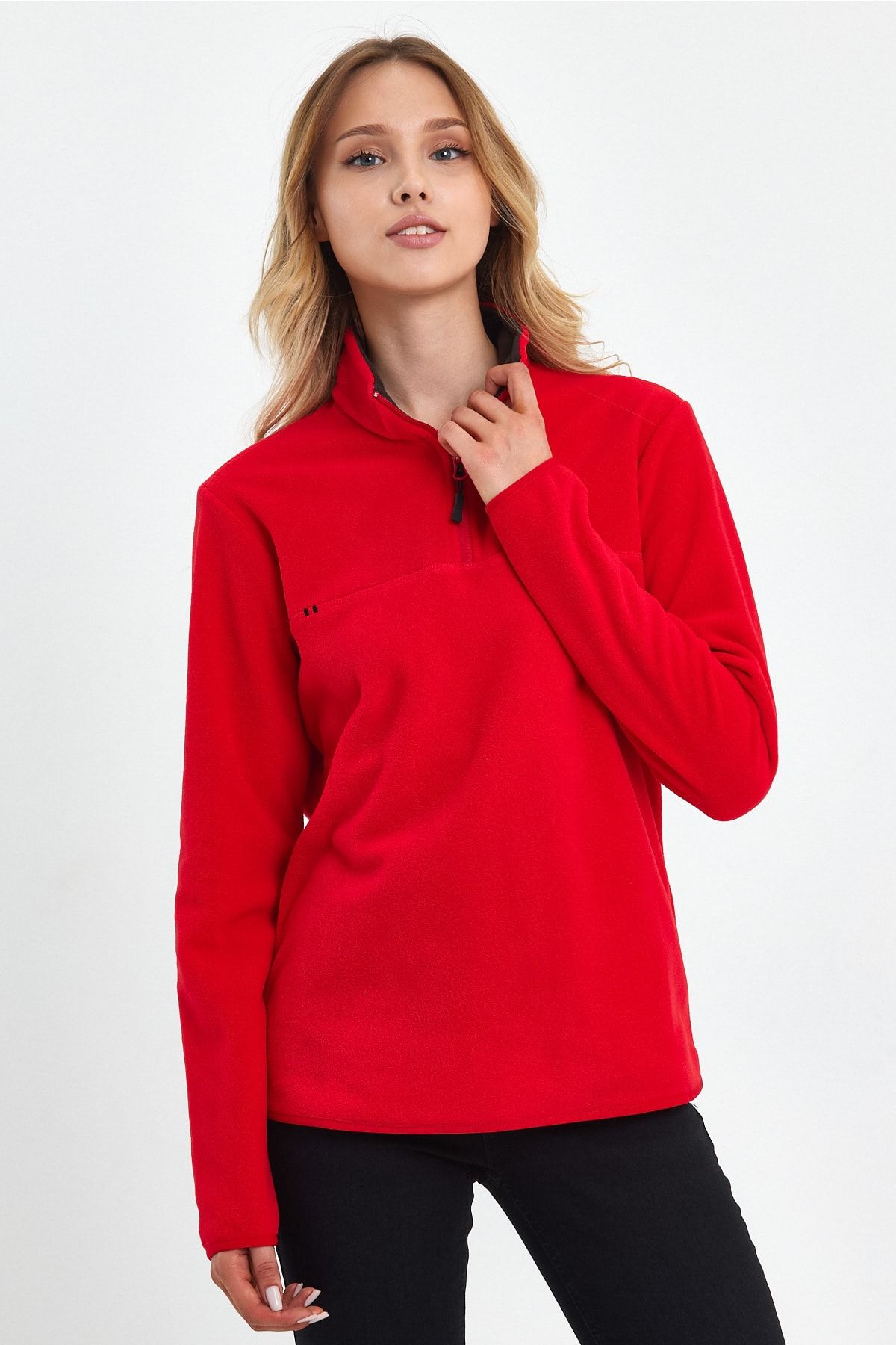 Rodi Yarım Fermuarlı Dik Yaka Polar Sweatshirt Rd24ke057000 Kırmızı Kırmızı