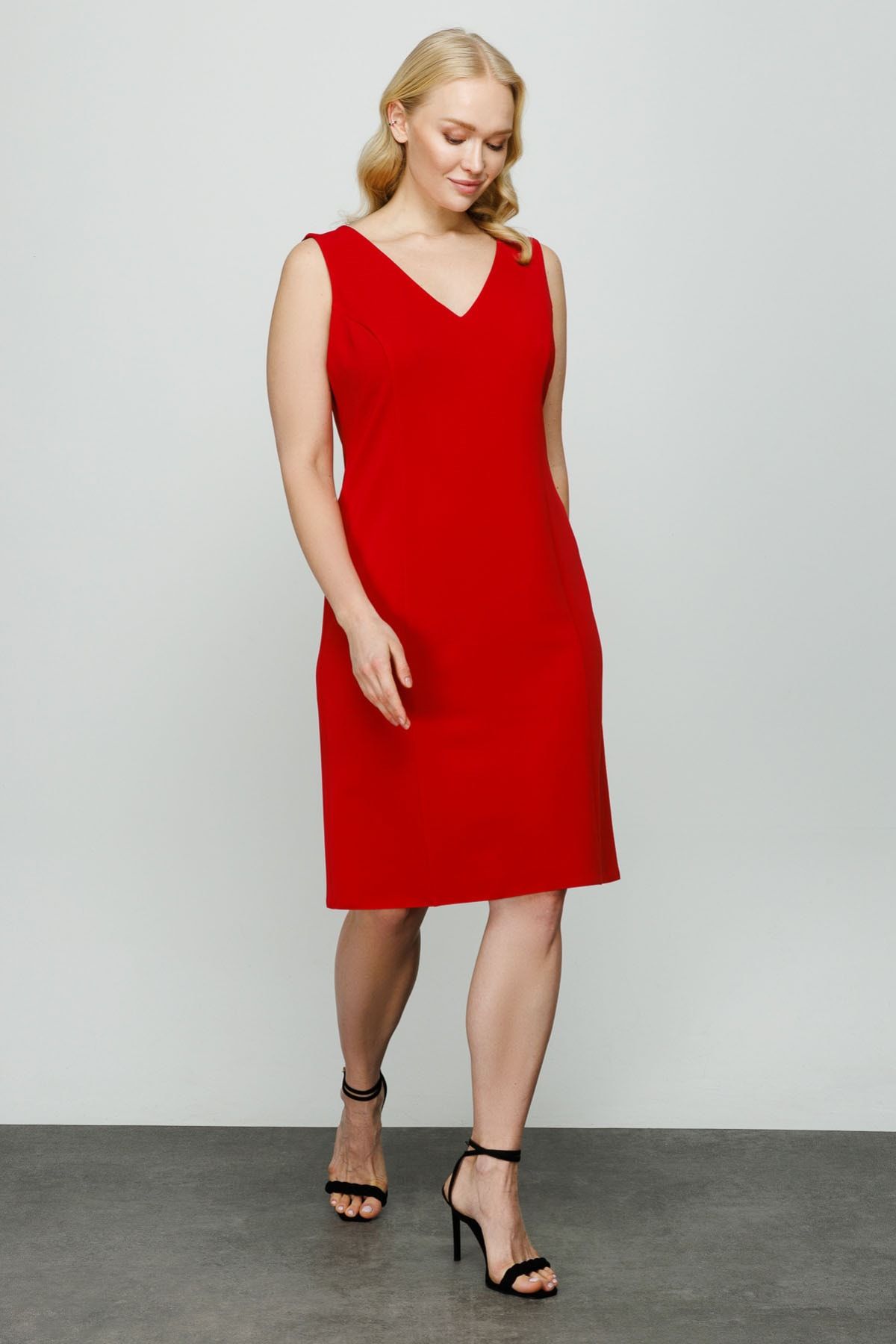 Ekol Kadın V Yaka Elbise 3504 Kırmızı