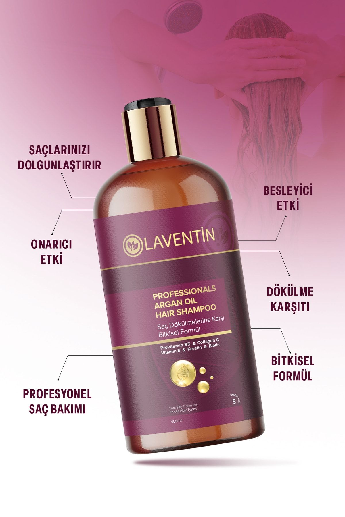 Laventin Onarıcı Güçlendirici Keratin -biotin - Collagen Ve Argan Yağlı Şampuan 400 Ml