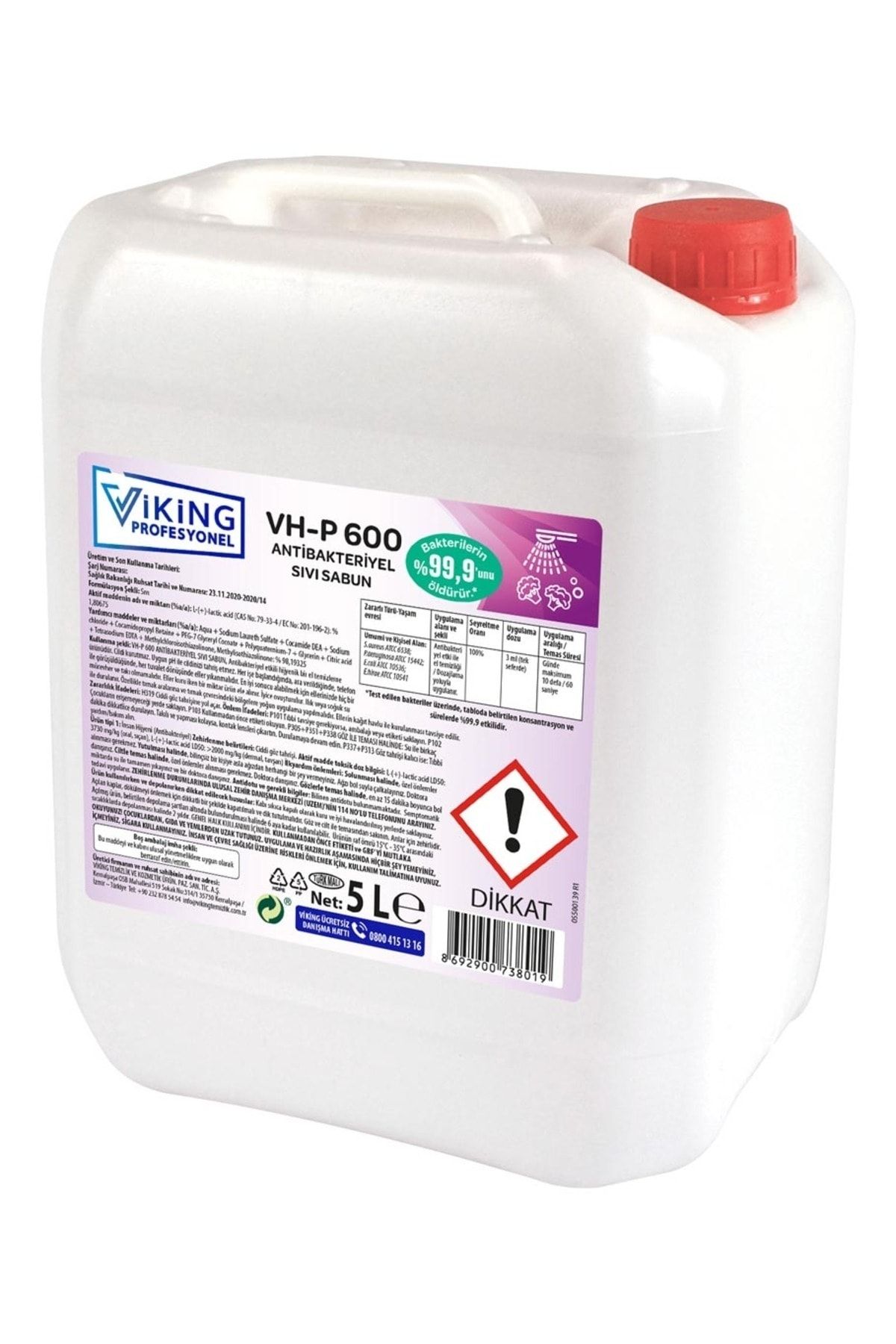 Viking VP VH-P 600 Antibakteriyel Sıvı Sabun 5 L 1 Adet