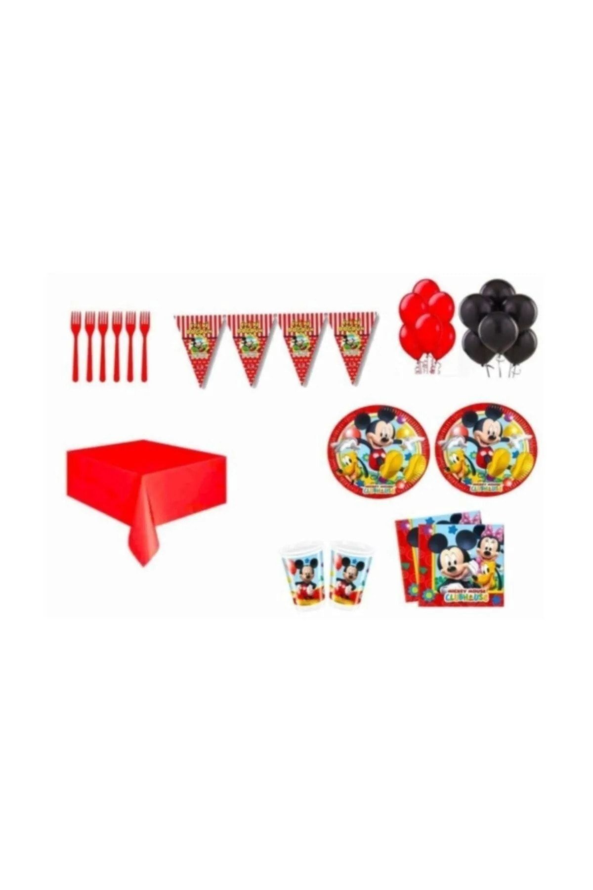 FOKUL Mickey Mouse 8 Kişilik Doğum Günü Parti Seti Mickey Mouse Parti Malzemeleri Konsepti