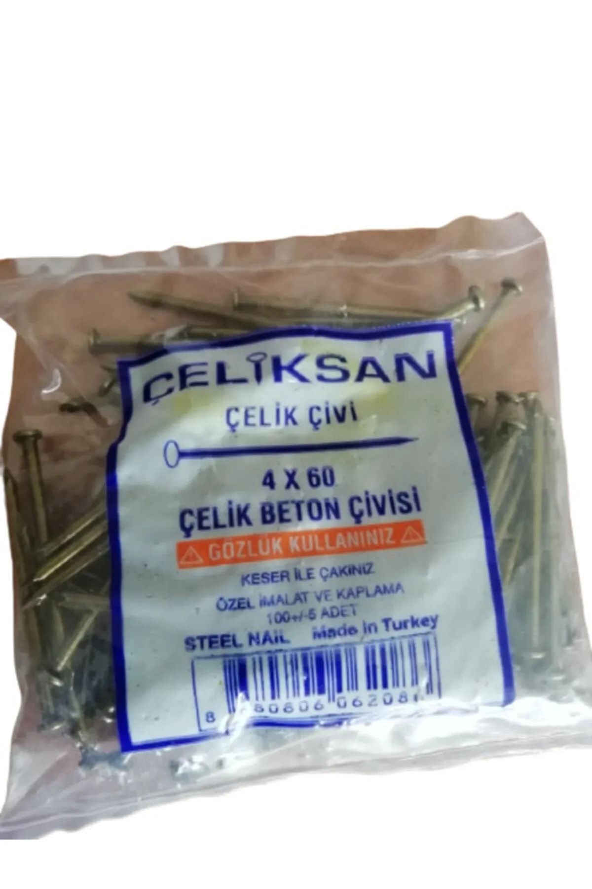 Çeliksan 4x60 Sarı Çelik Beton Çivisi 6lık Beton Çivisi 100 Adet 0001