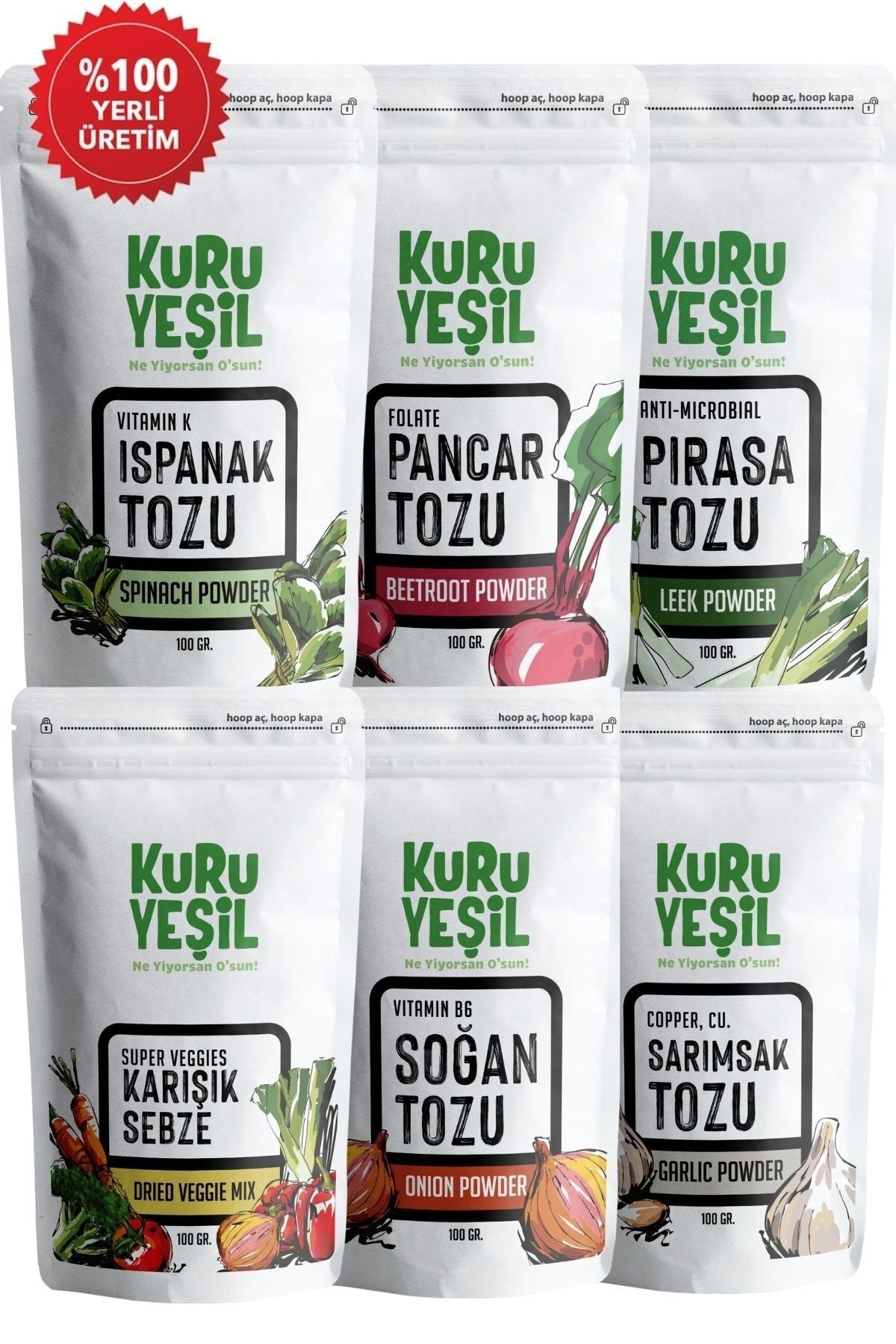 Kuru Yeşil Mega Kuru Sebze Tozu Paketi 600 Gr | Ispanak | Pırasa | Sarımsak | Soğan | Pancar | Karışık Sebze