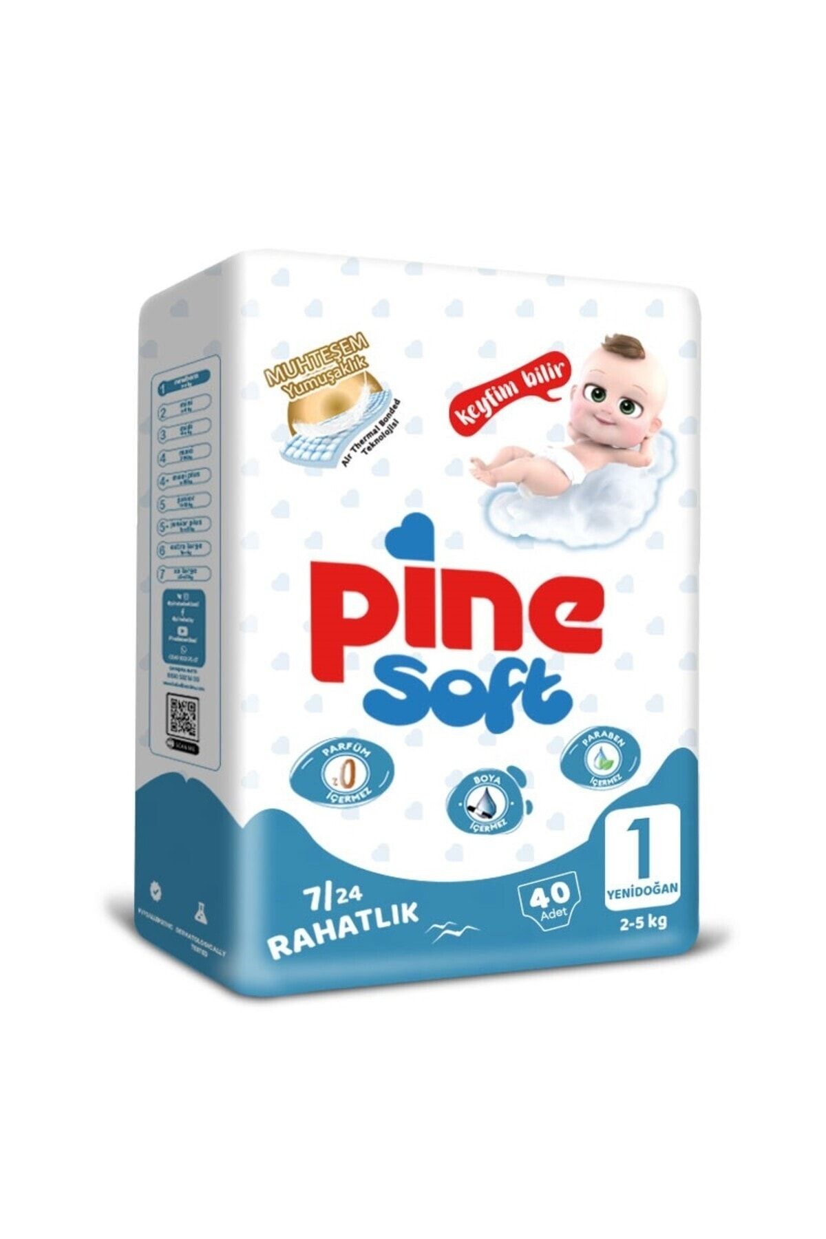 Pine Soft Yenidoğan (2-5 kg) 40 Adet Ekonomik Paket Bebek Bezi