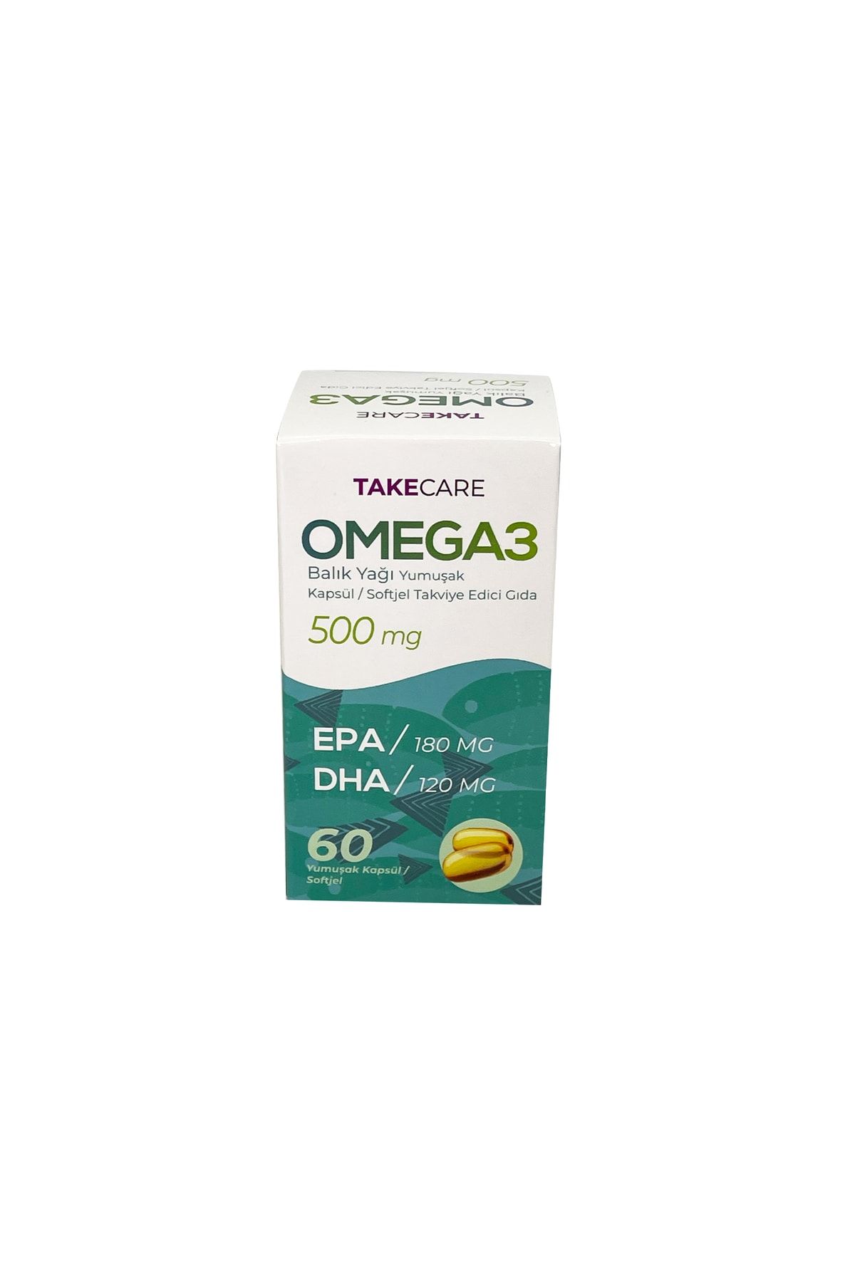TakeCare Omega 3 Balık yağı fish oil 500 mg 60 adet Softjel Yumuşak Kapsül takviye gıda EPA DHA
