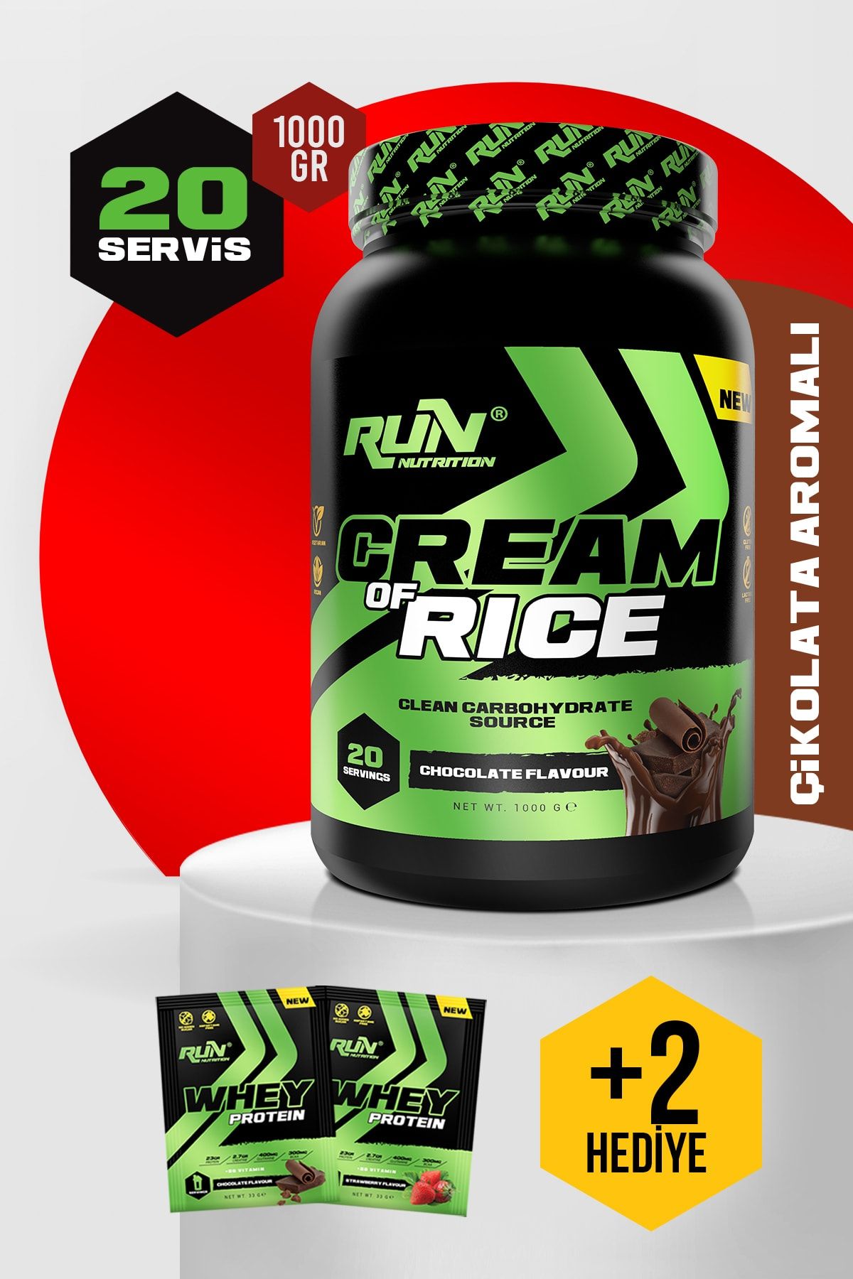 Run Nutrition Cream Of Rice | Çikolata | 1 Kg | 20 Servis | 2 X Tek Kullanımlık Saşe Protein Hediyeli
