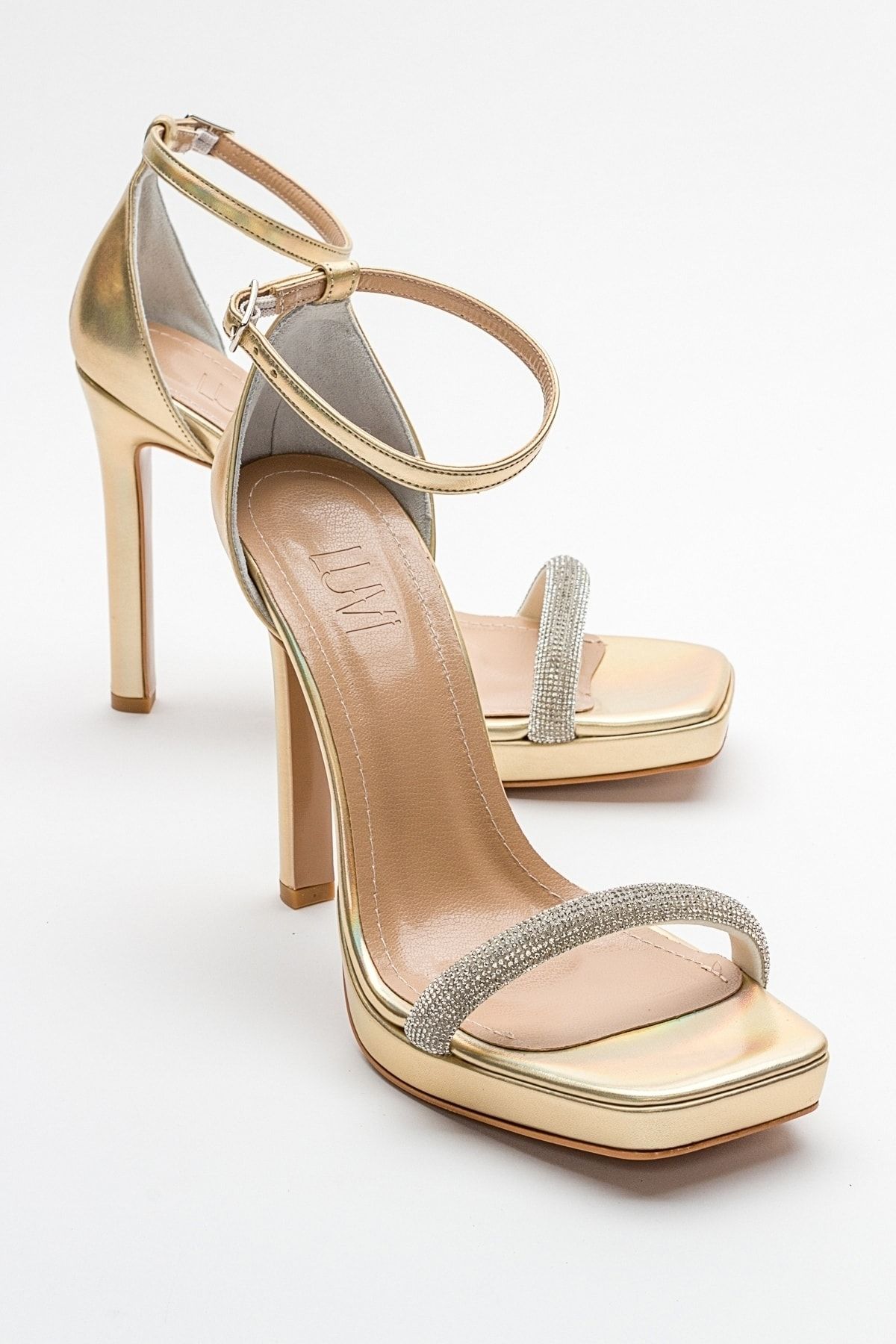 luvishoes UNOS Altın Kadın Topuklu Ayakkabı