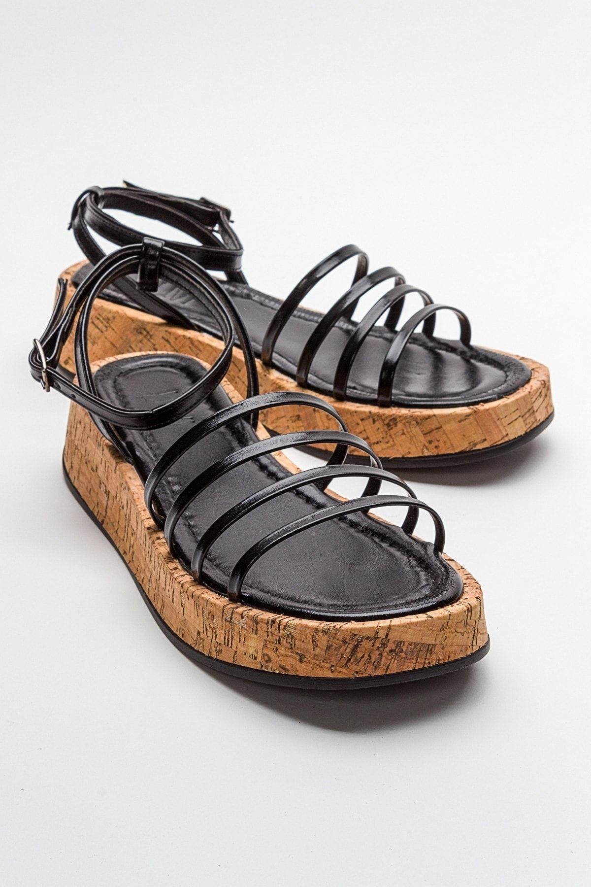 luvishoes ANGELA Metalik Siyah Kadın Sandalet