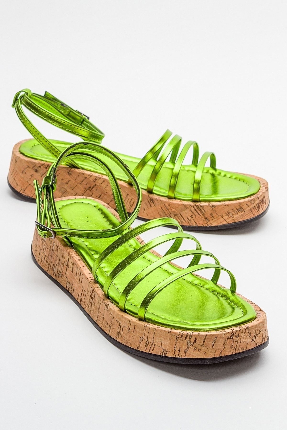 luvishoes ANGELA Metalik Yeşil Kadın Sandalet