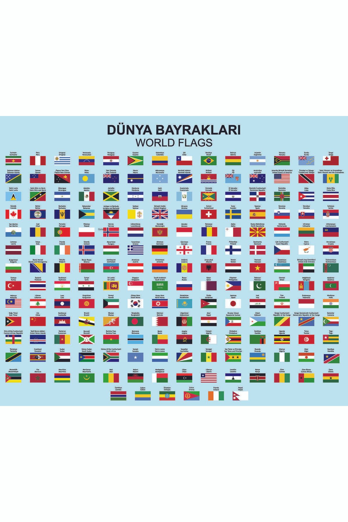 Master Dünya Bayrakları 188 Ülke Sticker (85 X 70cm)