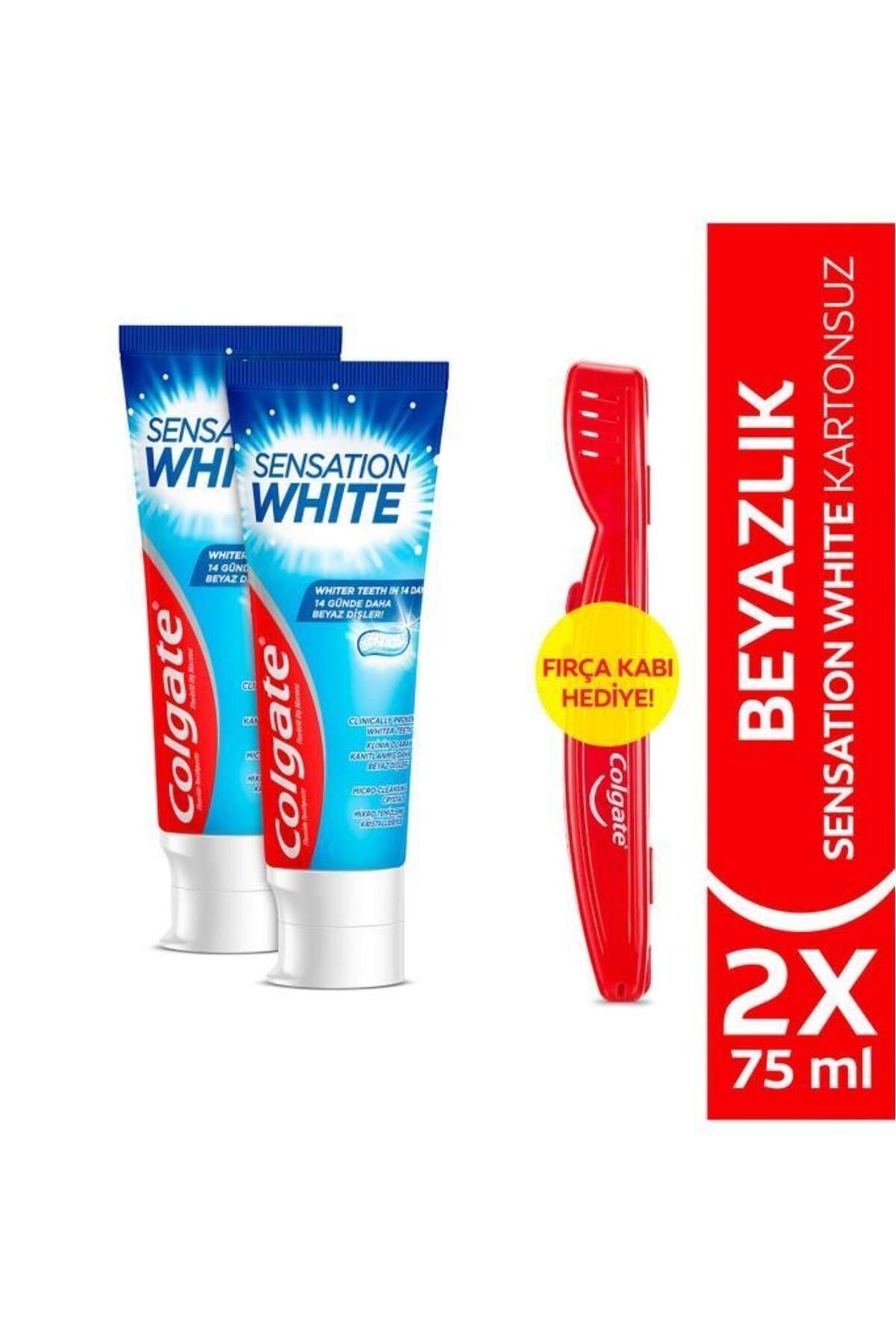 Colgate Sensation White Kartonsuz Beyazlatıcı Diş Macunu x 2 Adet + Fırça Kabı Hediye