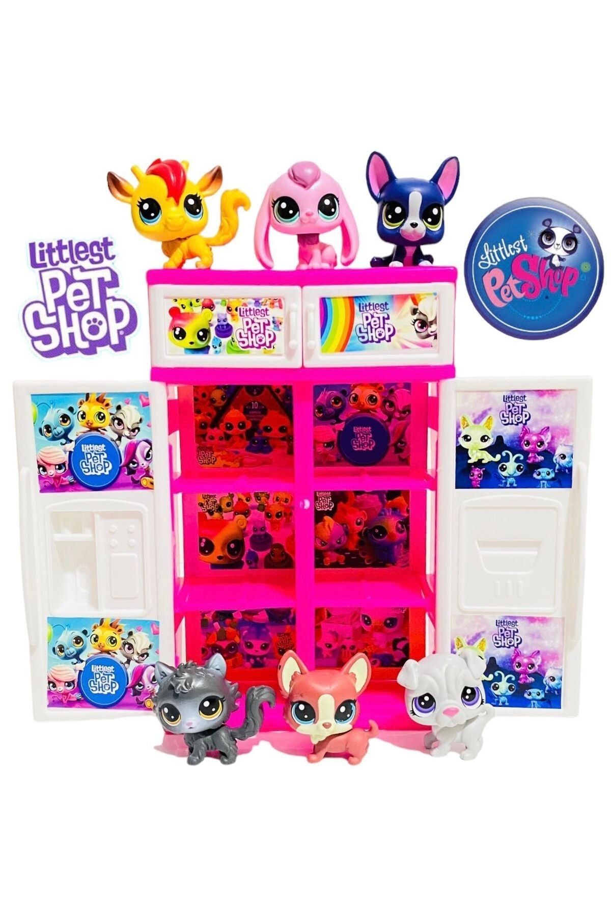 Littlest Pet Shop miniş oyuncak dolabı ve 6 adet lps orijinal miniş figür