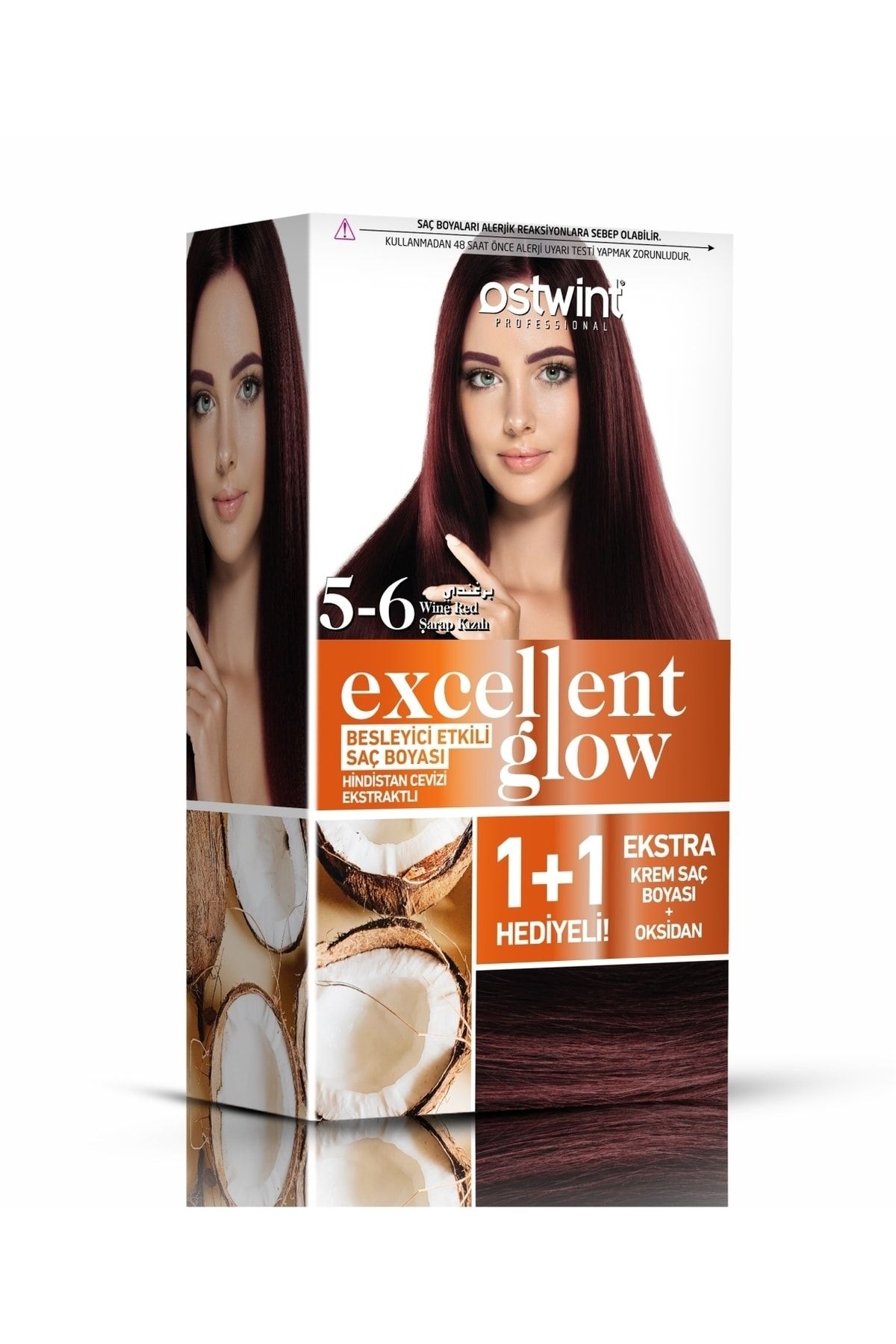 Ostwint Excellent Glow 1+1 Hediyeli Saç Boyası Seti No.5.6 Şarap Kızıl