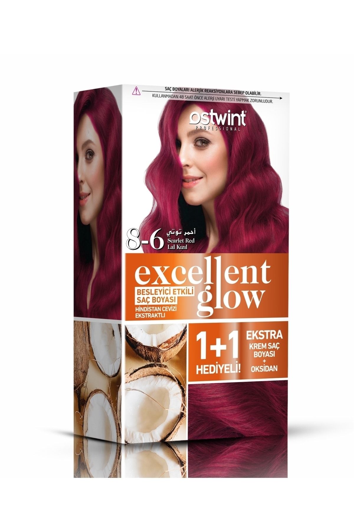 Ostwint Excellent Glow 1+1 Hediyeli Saç Boyası Seti No.8.6 Lal Kızılı