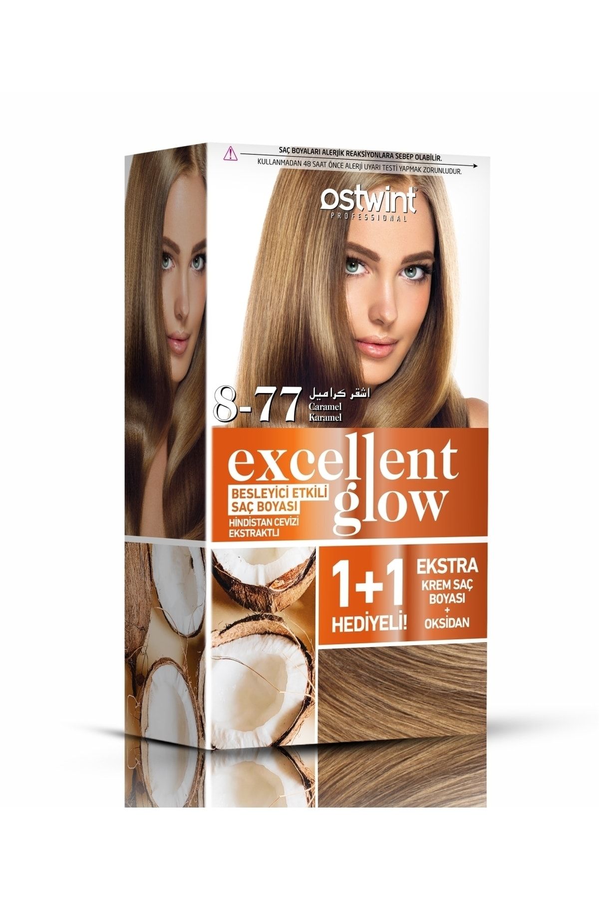 Ostwint Excellent Glow 1+1 Hediyeli Saç Boyası Seti No.8.77 Karamel