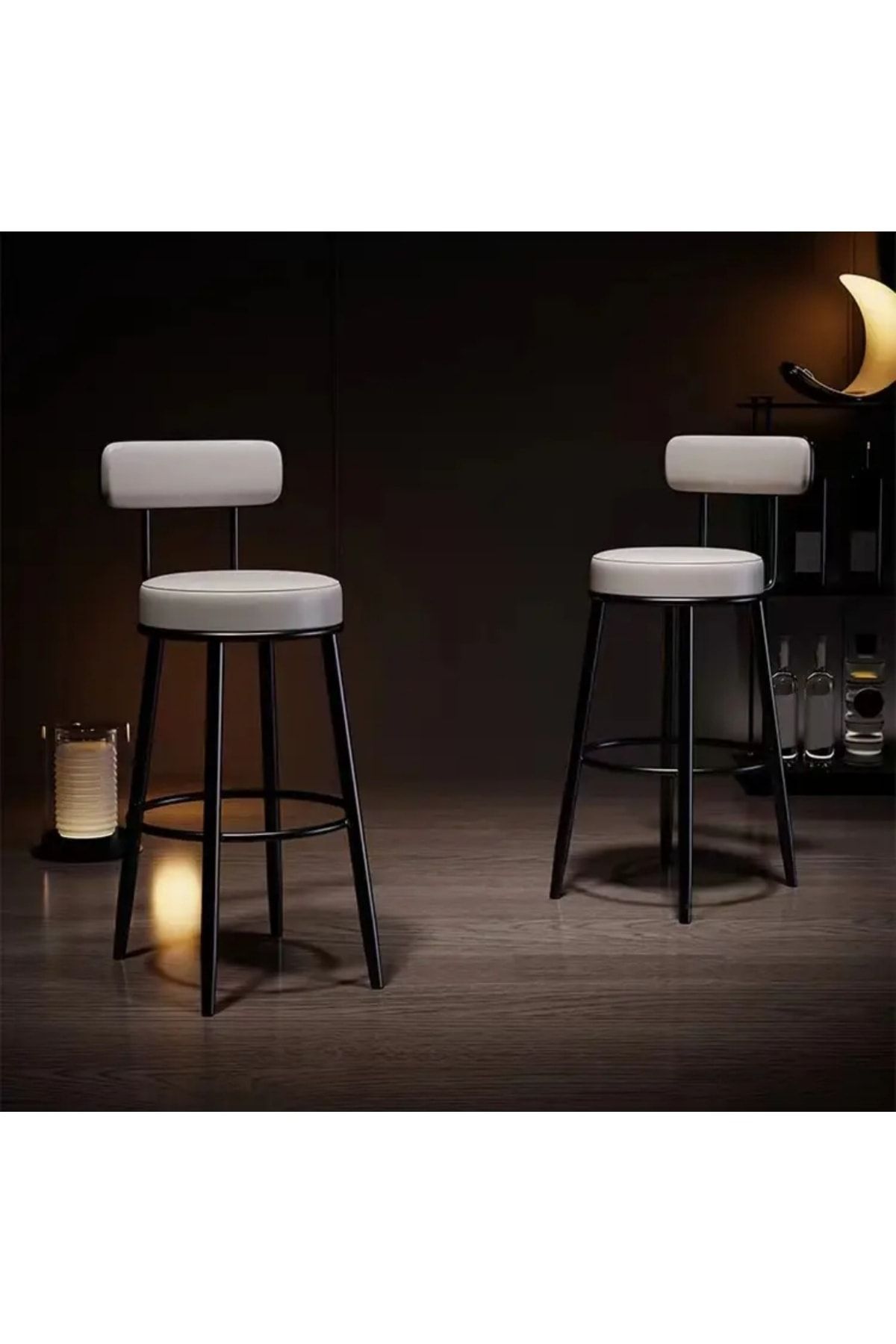 J&S QUALİTY Montajgerektirmez Hazır Kirli Beyaz Renk Bar Sandalyesi Ikea Tasarımı 75 Cm Oturum Yüksekliği