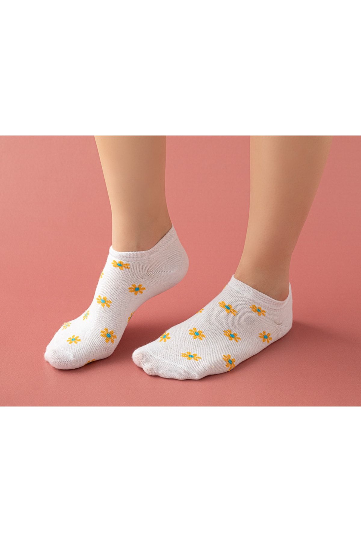English Home Romy Pamuk Kadın 3'lü Patik Çorap 36-40 Ekru-beyaz-sarı